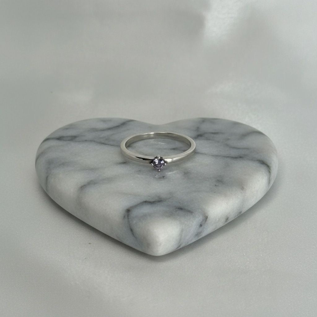 Anillo Solitario Lila Lavanda Talla 8.5