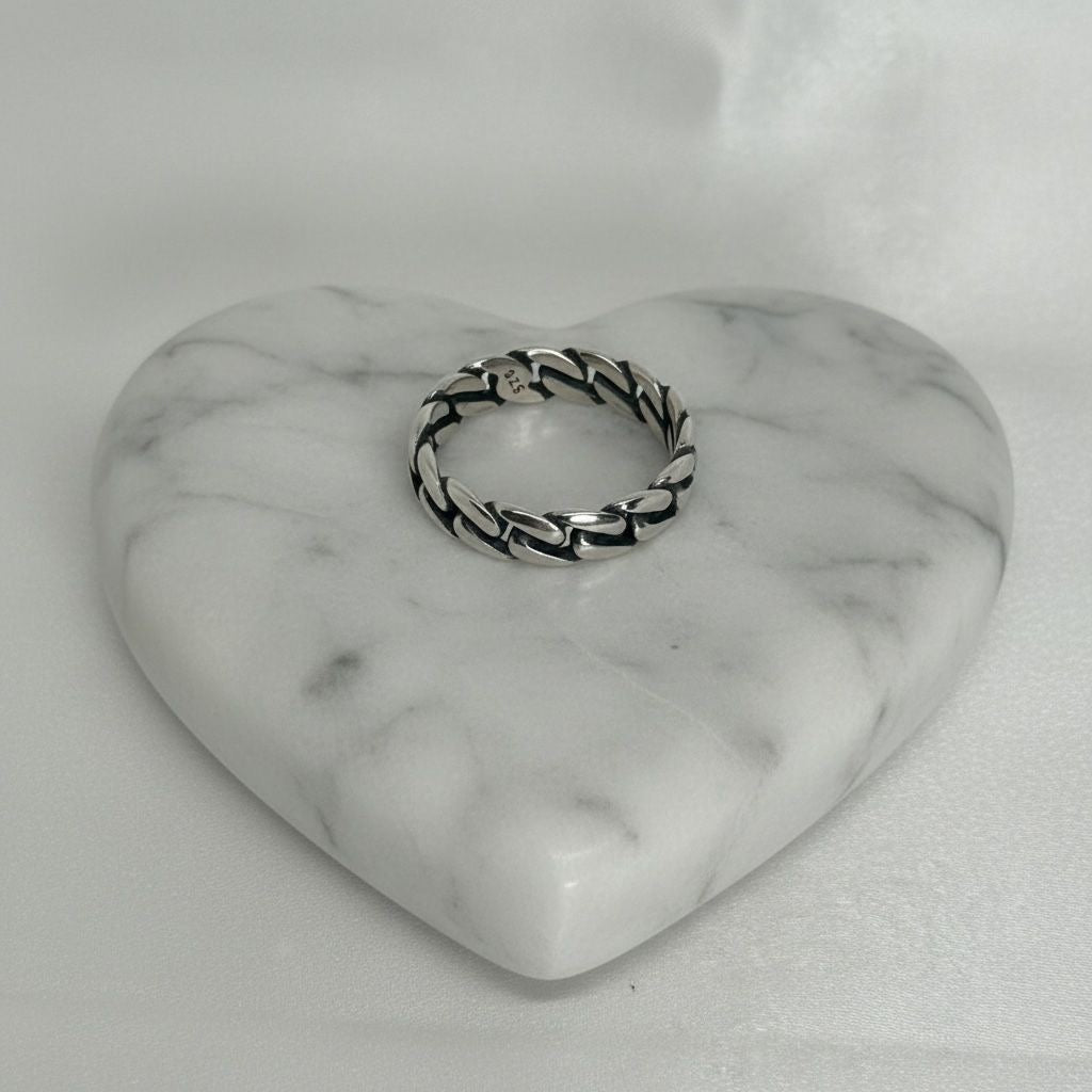 Anillo Cadena Cubana Trenzada  Talla 9