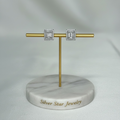 Aretes Topo Rectángulo Baguette con Halo de Zirconias