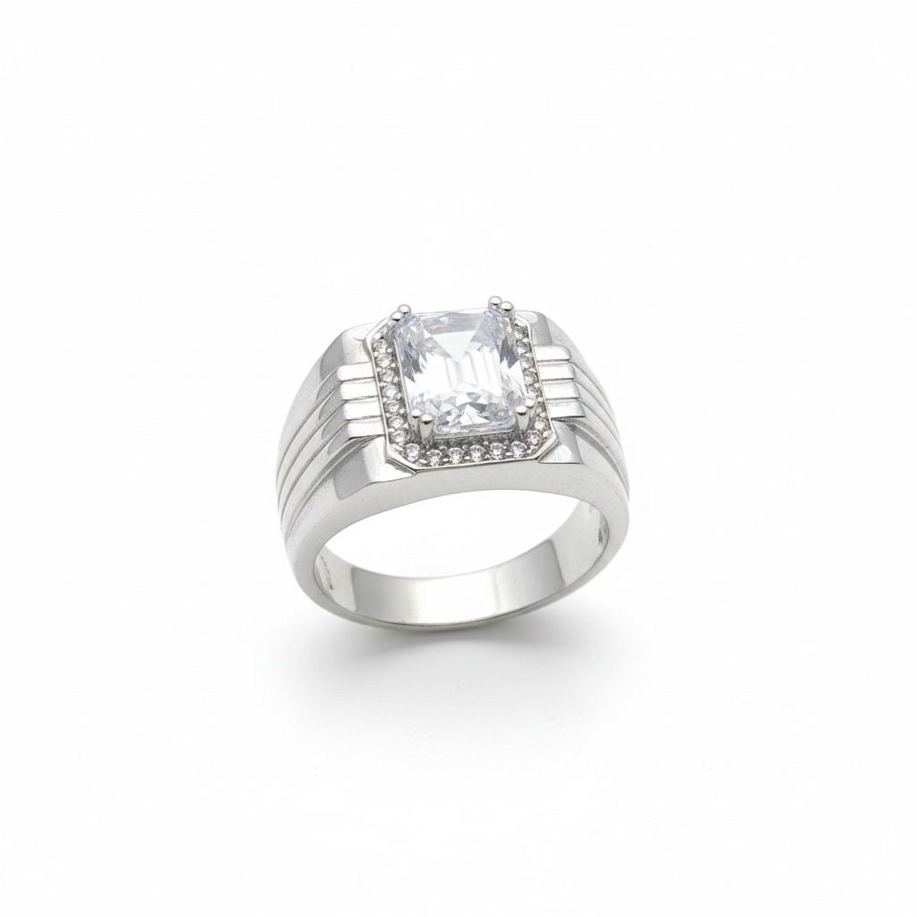 Anillo Sello Masculino Zirconia Esmeralda Talla 10