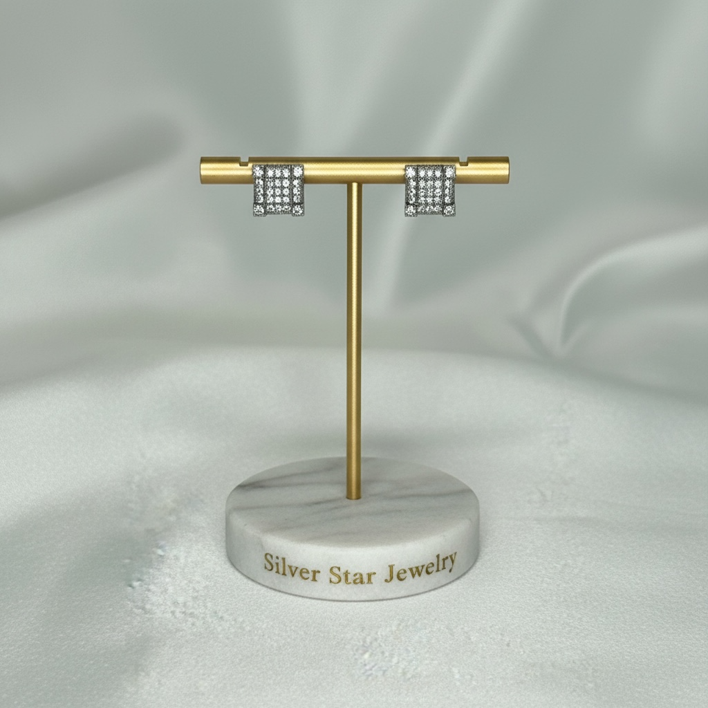 Aretes Cuadrados Iced Out con Zirconia –ñ