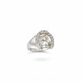 Anillo Sello Caballo Herradura Pavé Zirconias Talla 12