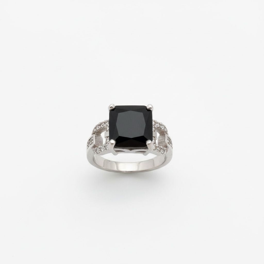 Anillo Ónix Negro Esmeralda Talla 9.5