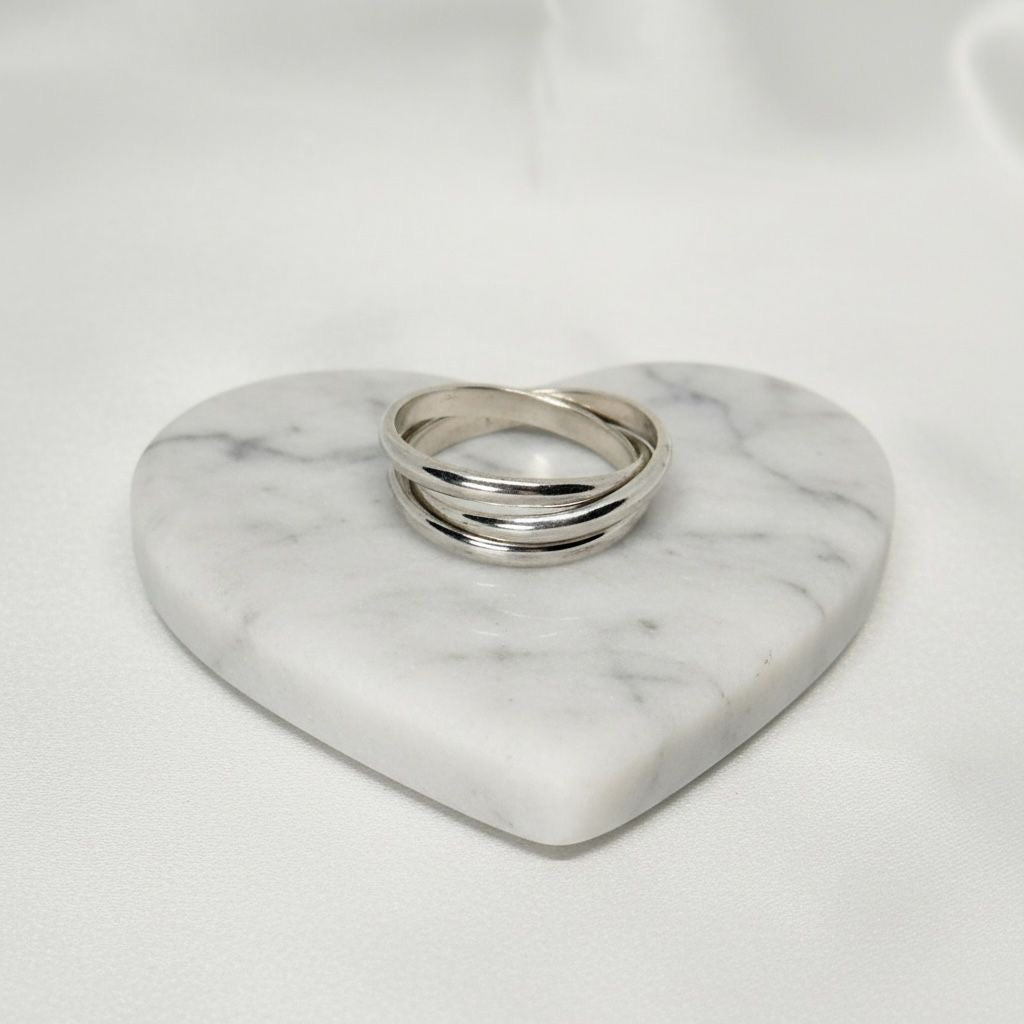 Anillo Triple Banda Entrelazada Rolling Ring Grueso Talla 8