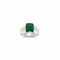 Anillo Sello Hombre Esmeralda Verde Talla 12