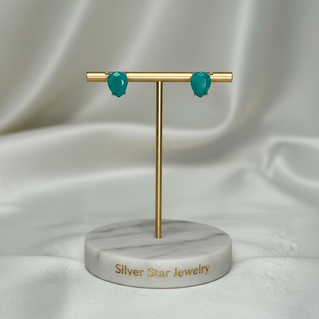 Sterling Silver Turquoise Teardrop Stud Earrings
