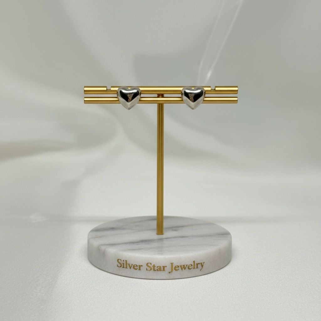 Aretes Topo Corazón Liso Pulido