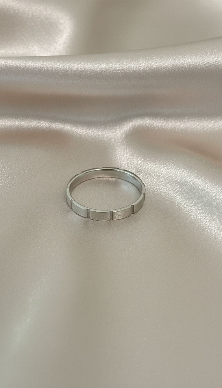 Anillo Banda Fina Segmentos Rectangulares Lisos Talla 7