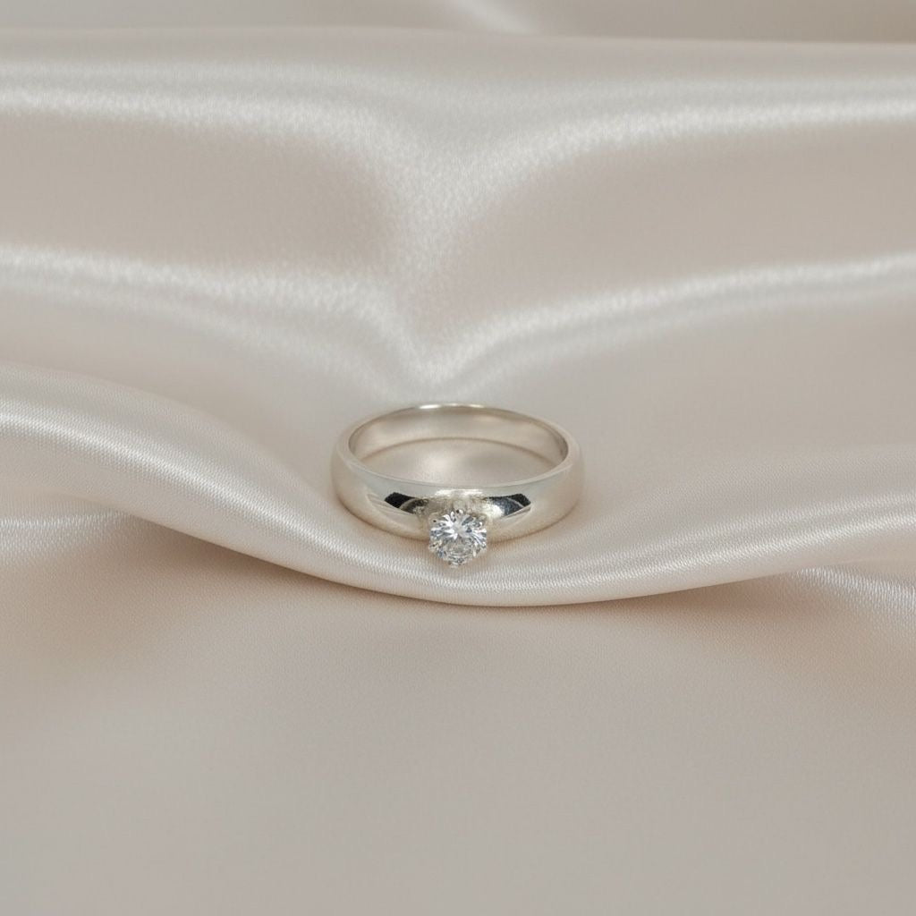 Anillo Solitario Zirconia Redonda  Talla 9