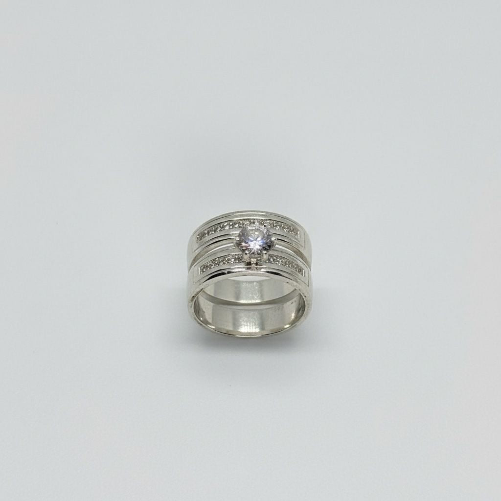 Anillo Banda Maxi Solitario Talla 10