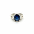 Anillo Sello Zafiro Azul  Talla 8