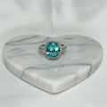 Anillo Aguamarina Oval Halo Pavé Talla 7