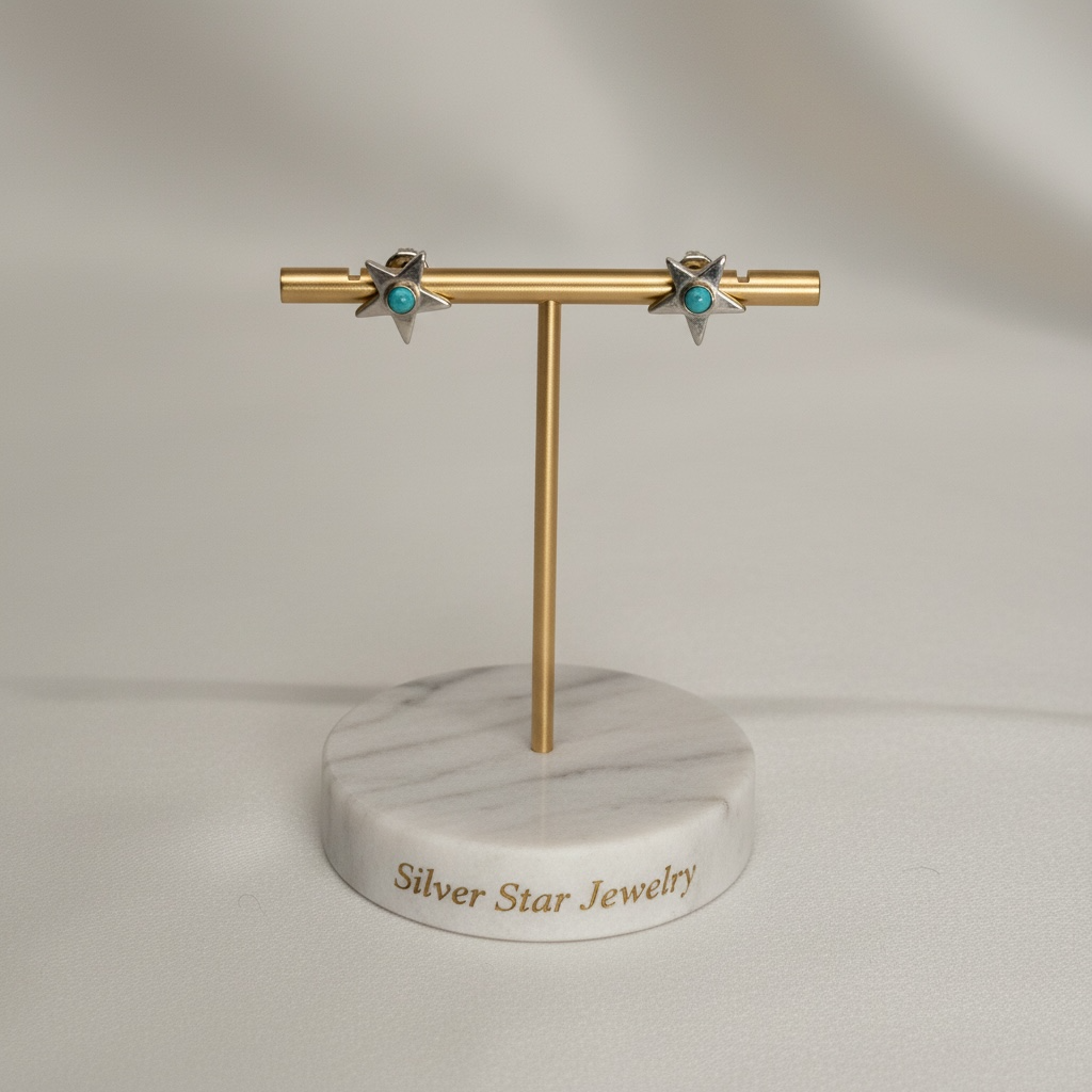Aretes Topo Estrella con Turquesa