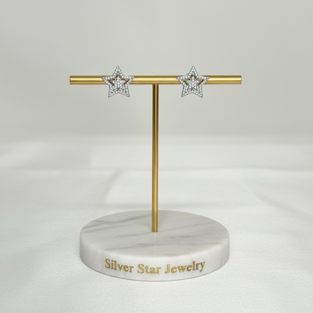 Aretes Topo Estrella Pavé de Zirconias