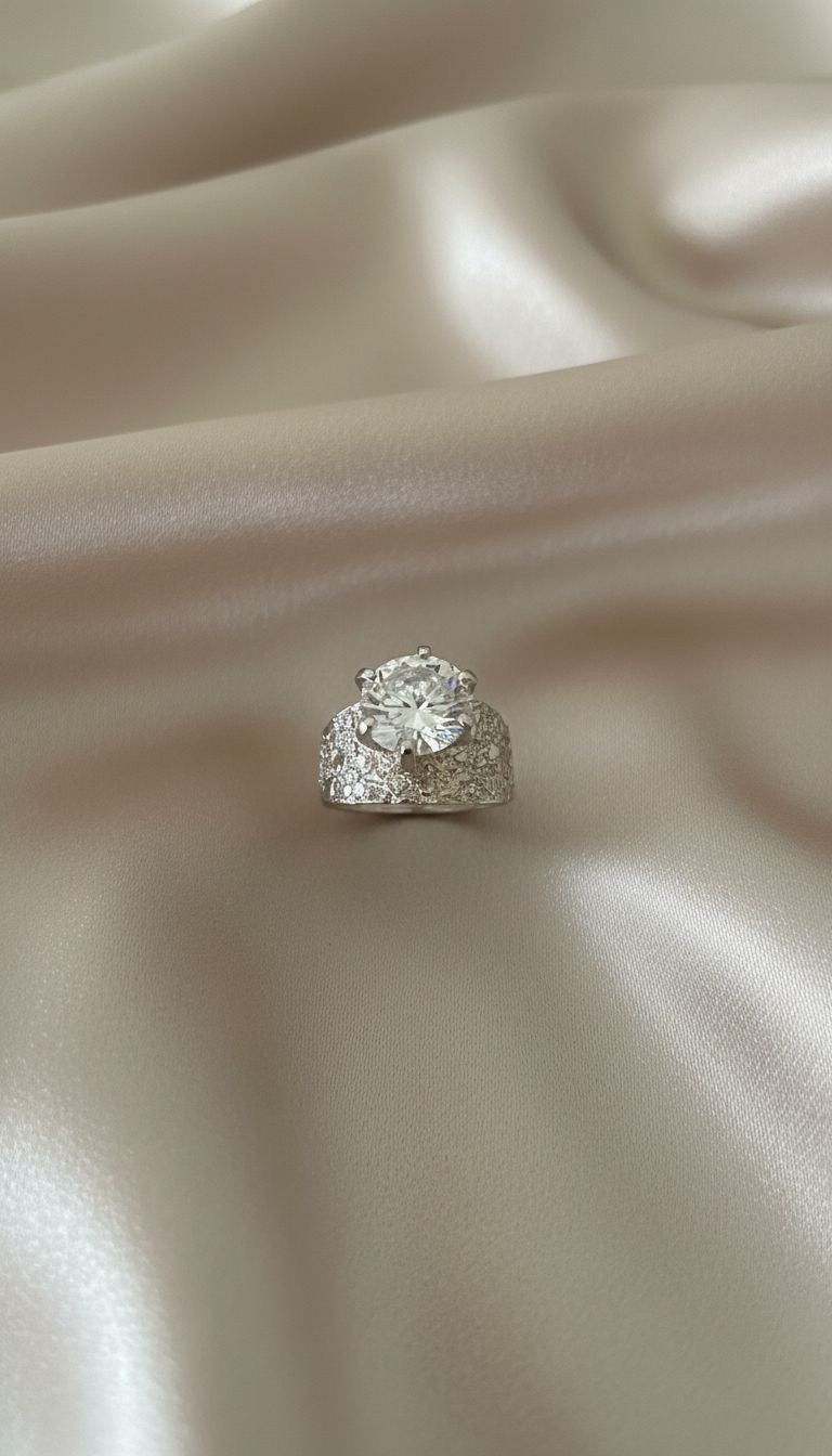 Anillo Solitario Banda Texturizada Talla 6