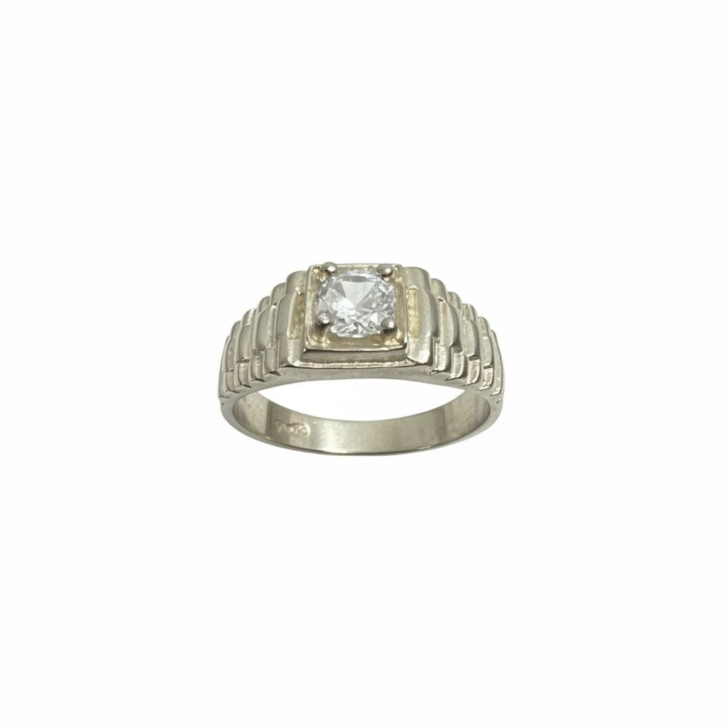 Anillo Sello Hombre Zirconia Cushón Talla 10.5