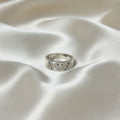 Anillo Banda Ancha Corazón Pavé Zirconias Dispersas Talla 7