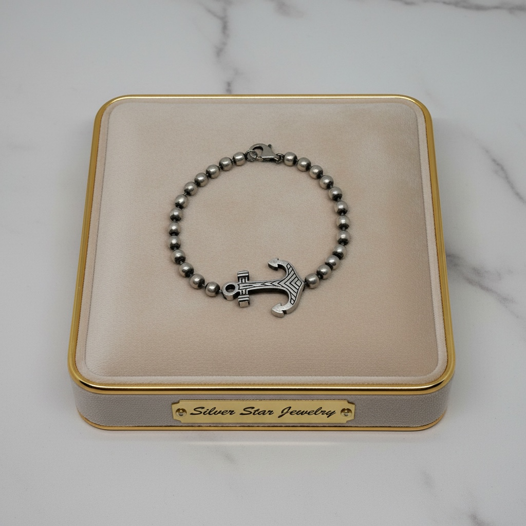 Pulsera Bolas con Ancla