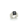 Anillo Sello Masculino Zirconia Negra Esmeralda Talla 10.5