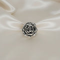 Anillo Rosa Grande Oxidada 3D Escultural Talla 7.5