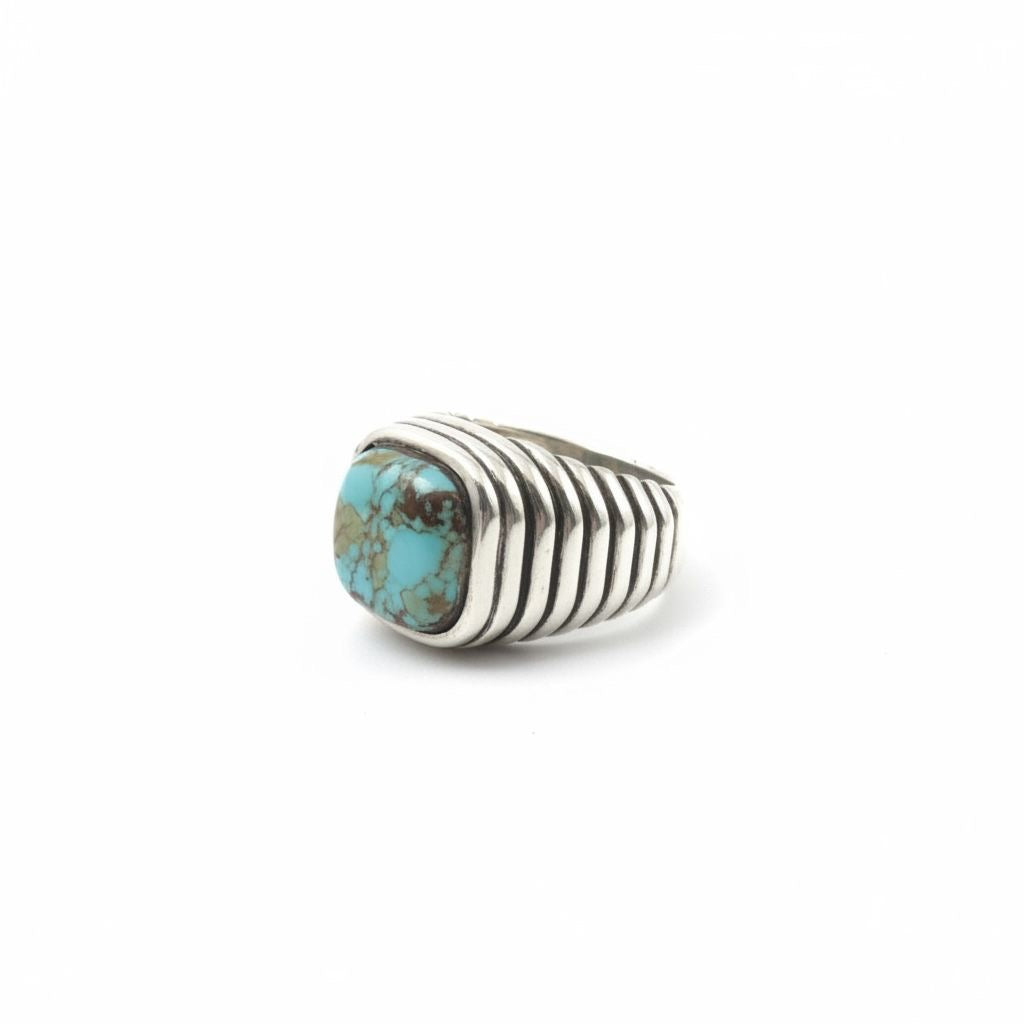 Anillo Sello Masculino Turquesa Natural  Talla 10