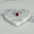 Anillo Solitario Rubí Esmeralda Pavé Talla 7