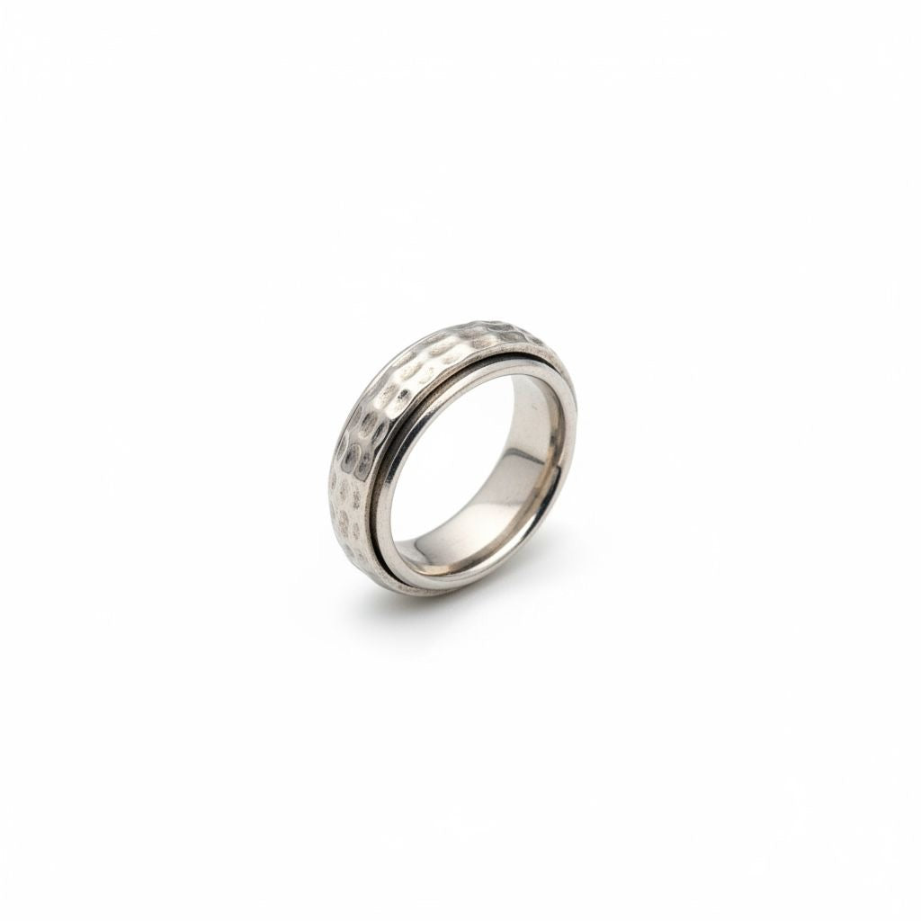 Anillo Spinner Giratorio Textura Martillada Talla 10 y 10.5