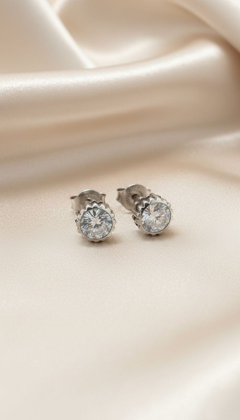 Aretes Topo Zirconia Redonda en Engaste Milgrain 8mm
