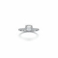 Anillo Solitario Cushón Halo Cuadrado Pavé Banda Fina Talla 8