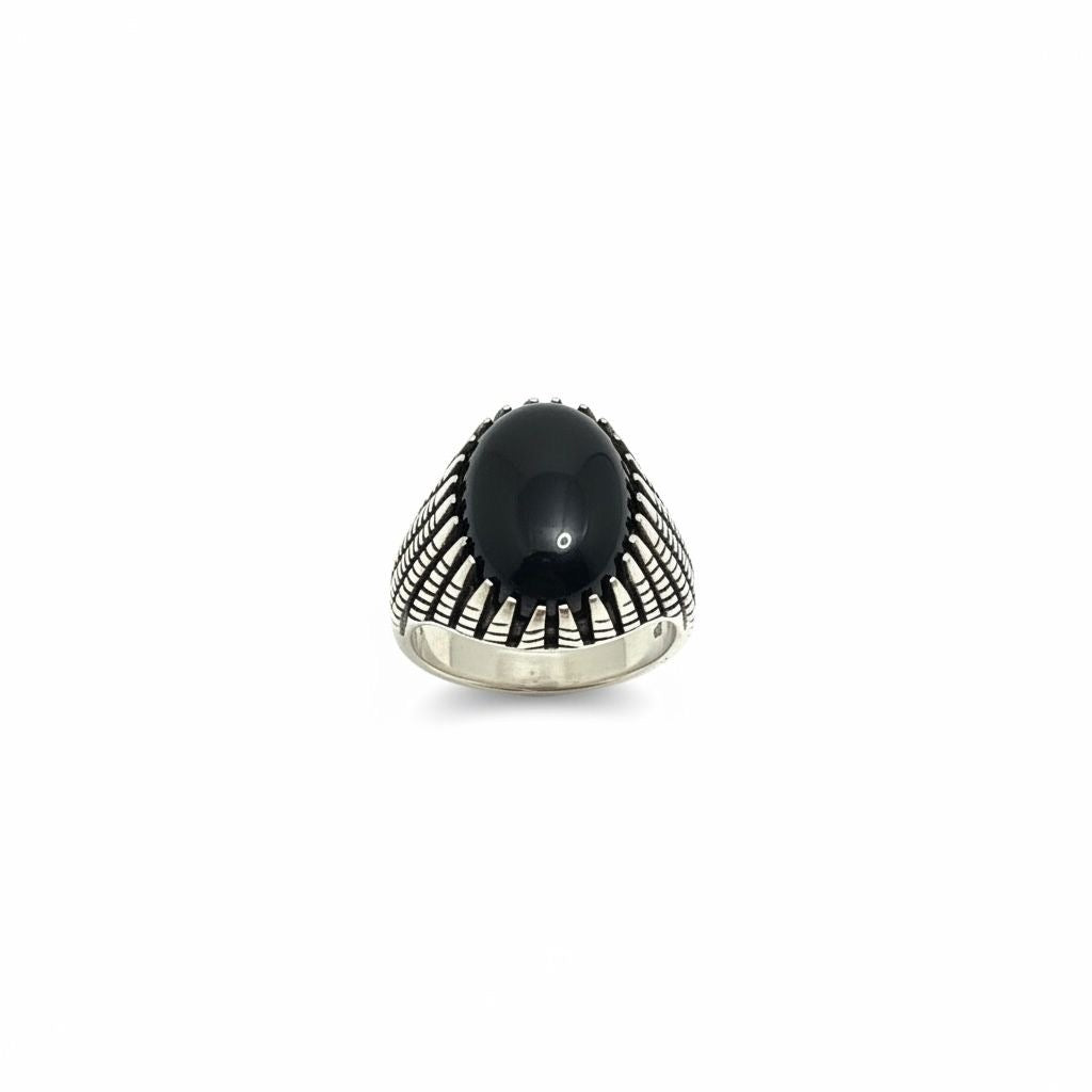 Anillo Sello Hombre Ónix Negro Talla 12