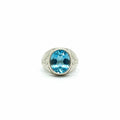 Anillo Sello Hombre Topacio azul Talla 11