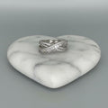 Anillo Banda Ancha Trenzada Cruzada Pavé Redondo Baguette Talla 8