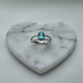 Anillo Solitario Aguamarina Oval Banda Dividida Trenzada Cuerda Talla 8