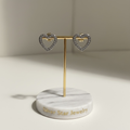 Aretes Topo Corazón Calado con Pavé de Zirconias