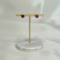 Aretes Topo Granate Rojo en Bisel