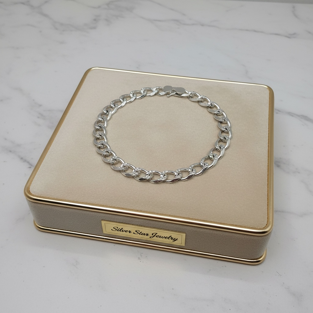 Pulsera Curb Diamantada 8 pulgadas