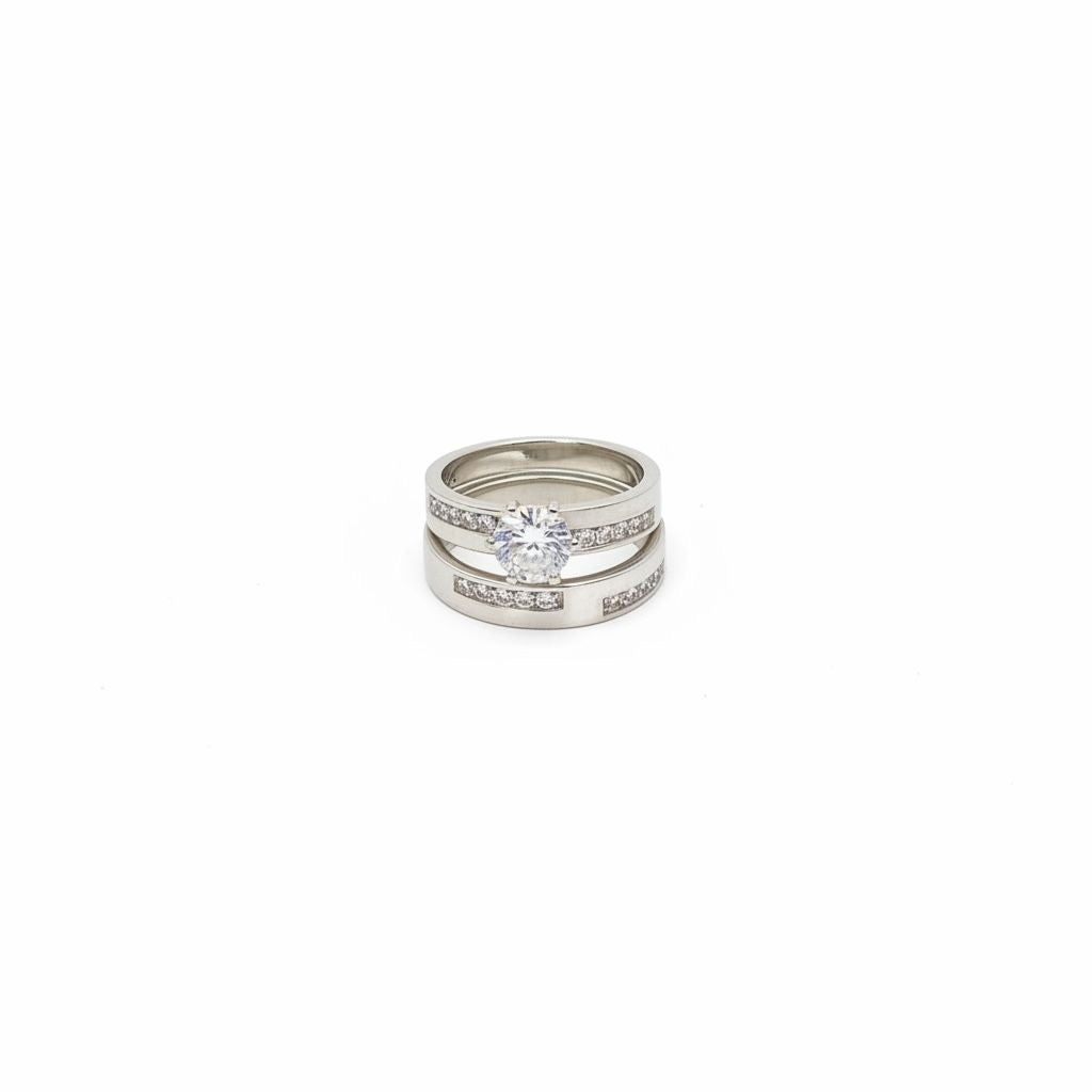Set de Argollas de Compromiso Triple Banda Talla 6