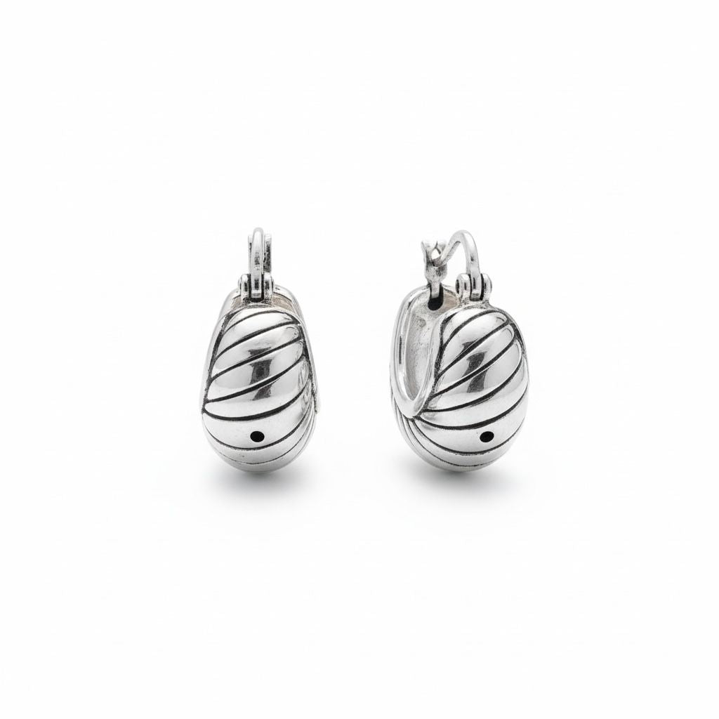 Argollas Chunky Estriadas Diagonales 1.5x2.3cm
