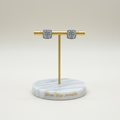 Aretes Topo Cuadrado Pavé Doble Halo de Zirconias