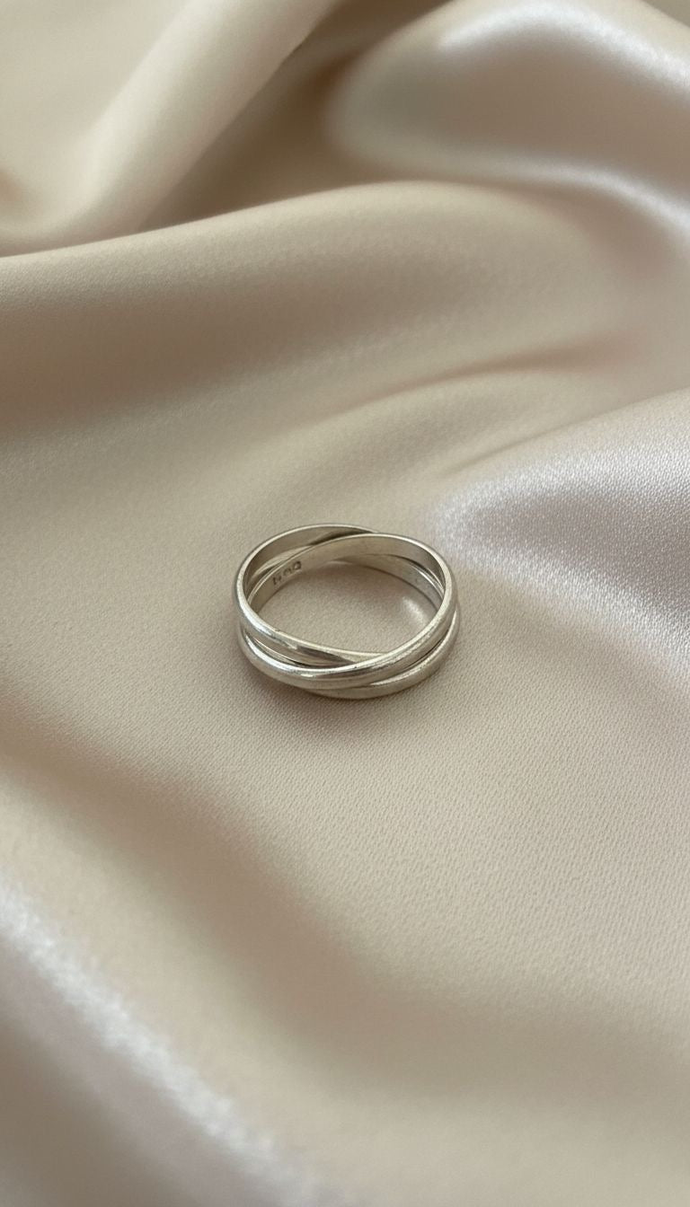 Anillo Triple Banda Entrelazada Rolling Ring Talla 7