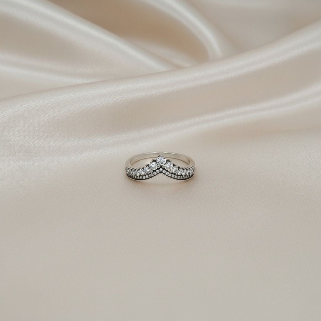 Anillo Corona Tiara Doble Talla 9