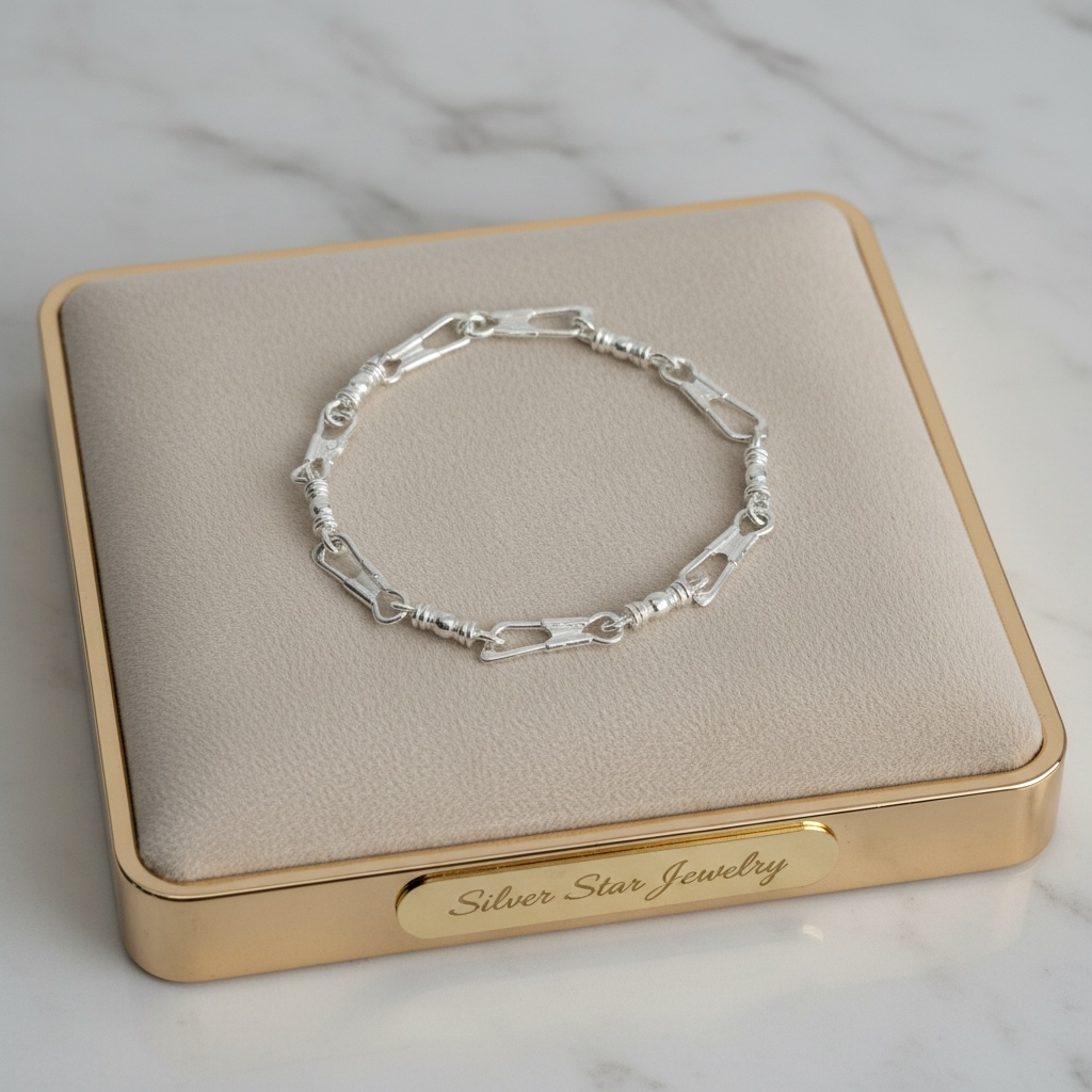 Pulsera Eslabones Paperclip con Espiral  8 pulgadas