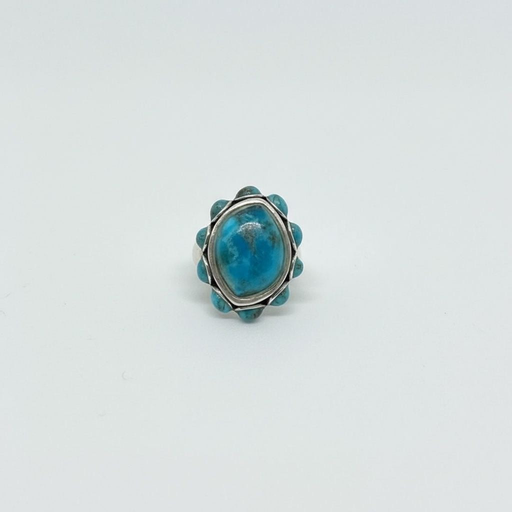Anillo Turquesa Natural Oval Talla 10