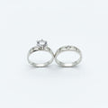 Set Duo Argolla Rombo Zirconias y Solitario Zirconia Banda Ancha Talla 8