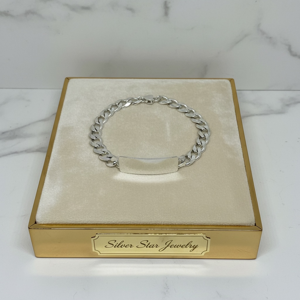 Pulsera ID Cubana Gruesa – Plata Sterling 925
