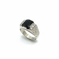 Anillo Sello Hombre Ónix Negro Esmeralda Talla 12.5