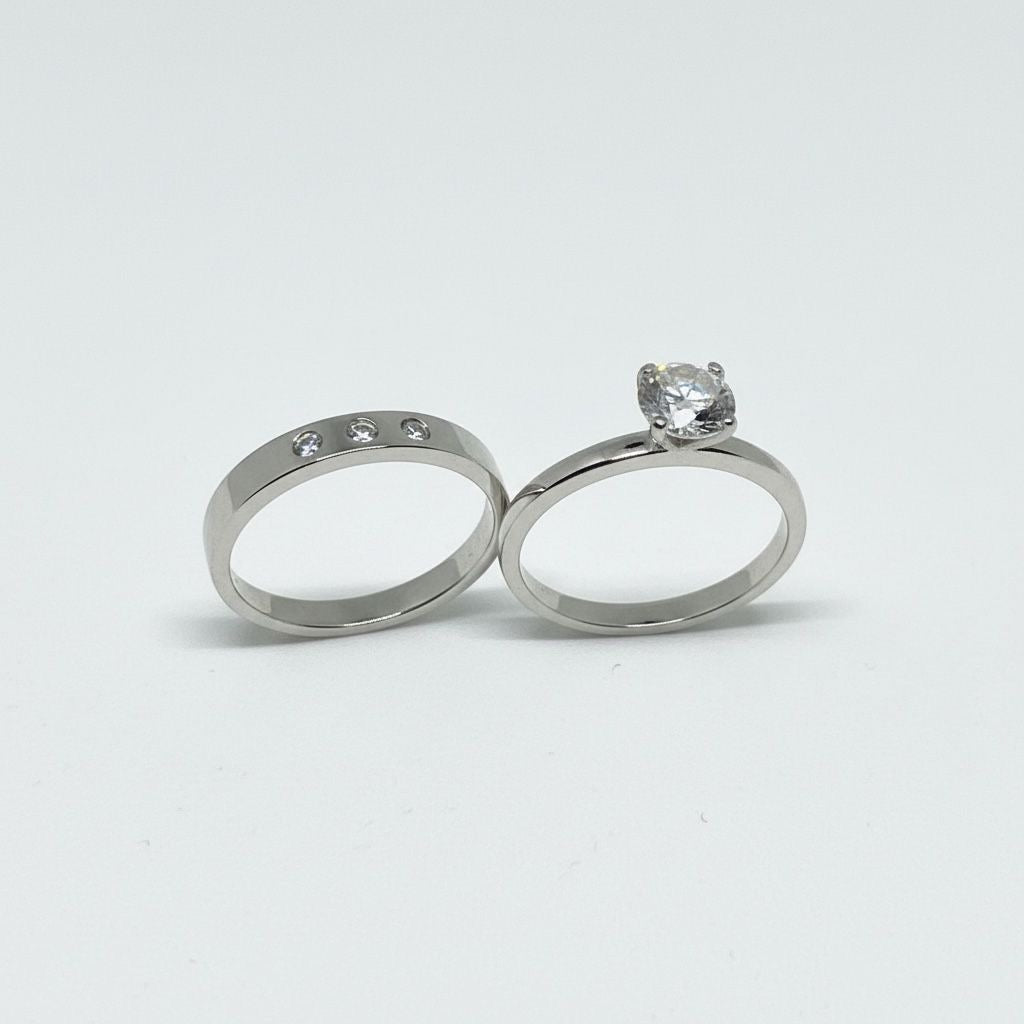 Set de Argollas de Compromiso Minimalista Talla 7