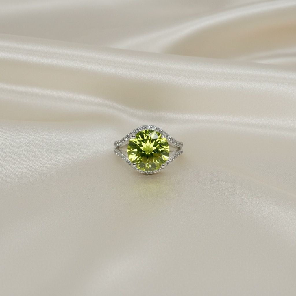 Anillo Solitario Peridoto Verde lima  Talla 8