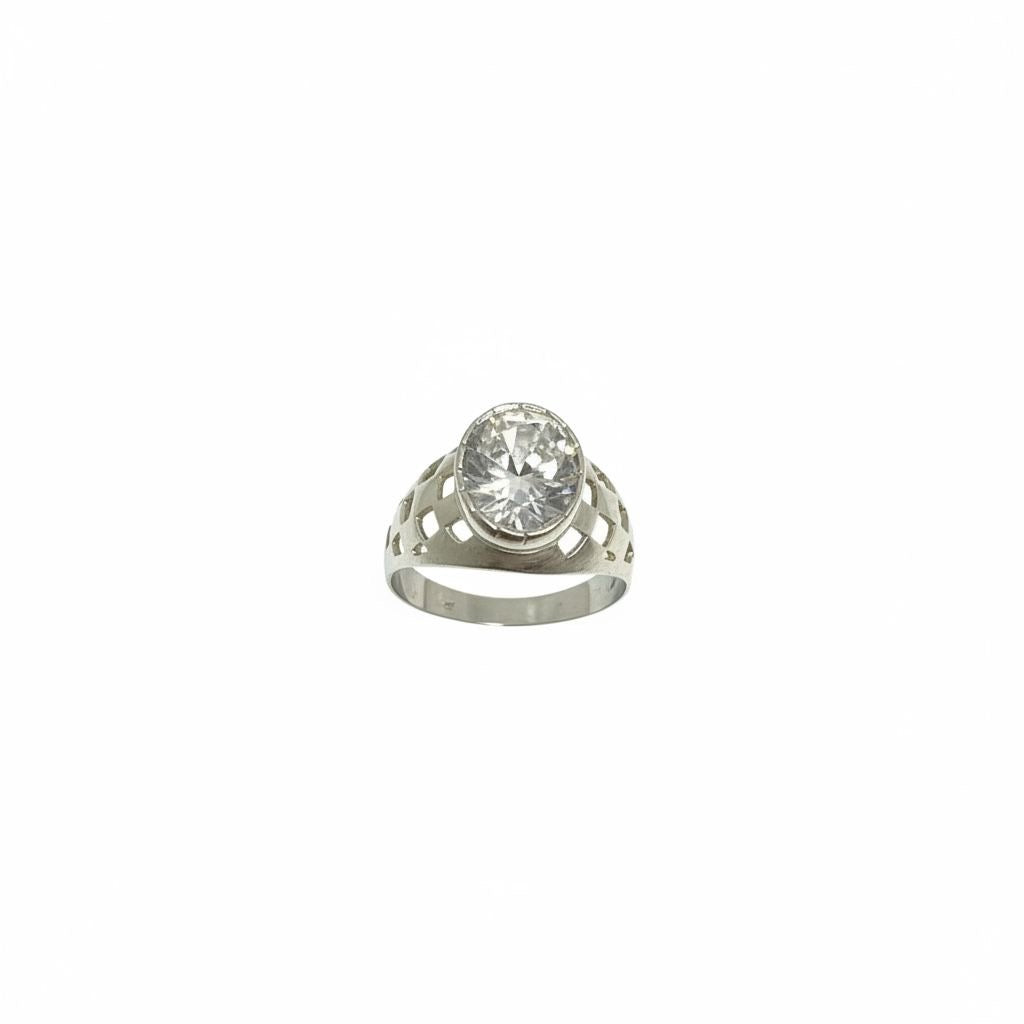 Anillo Sello Hombre Zirconia Oval Talla 11.5