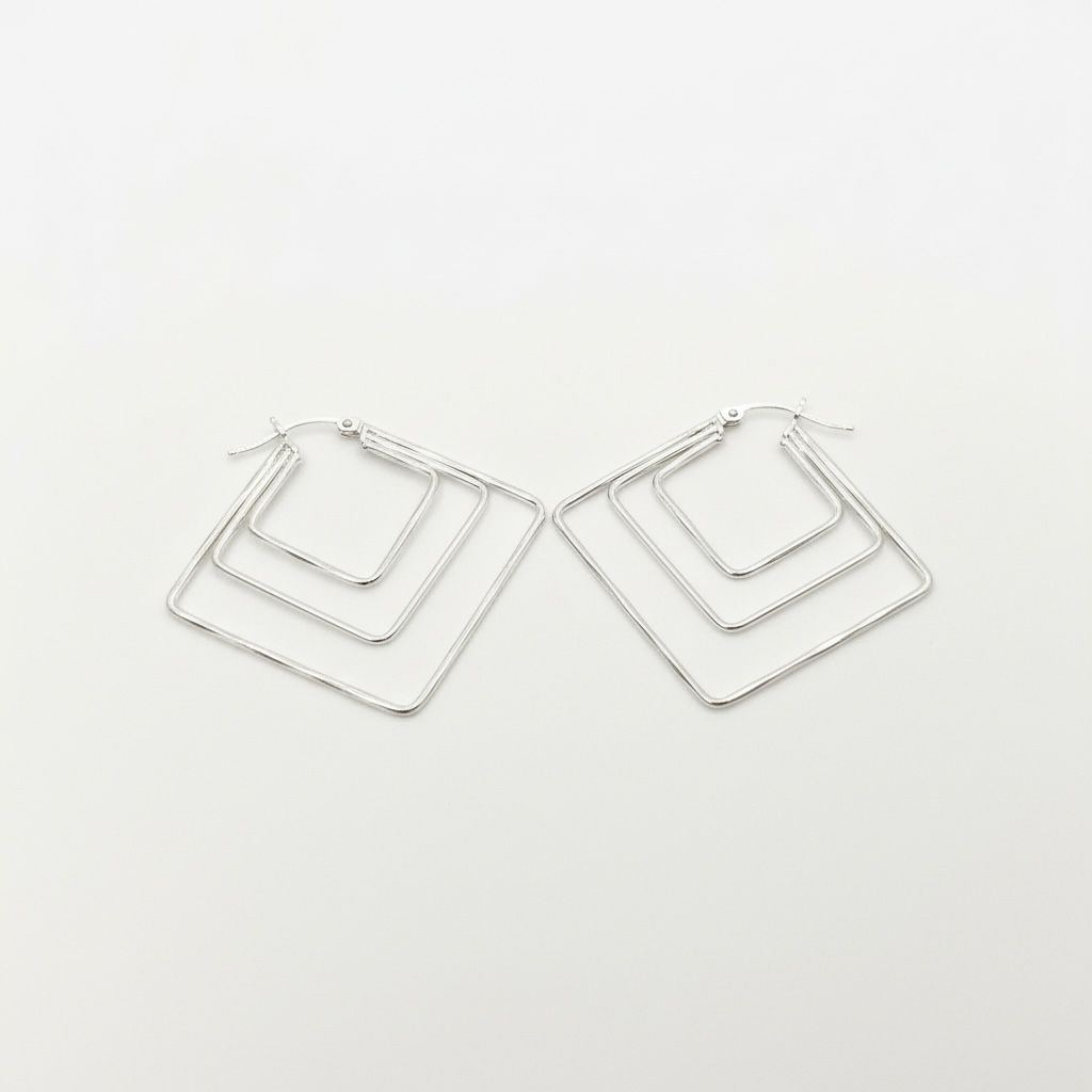 Argollas Cuadradas Triple Aro 4.5x4.5cm